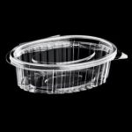 Plastbæger 150 ml 112x145x26 mm Oval Hængslet Låg RPET Klar