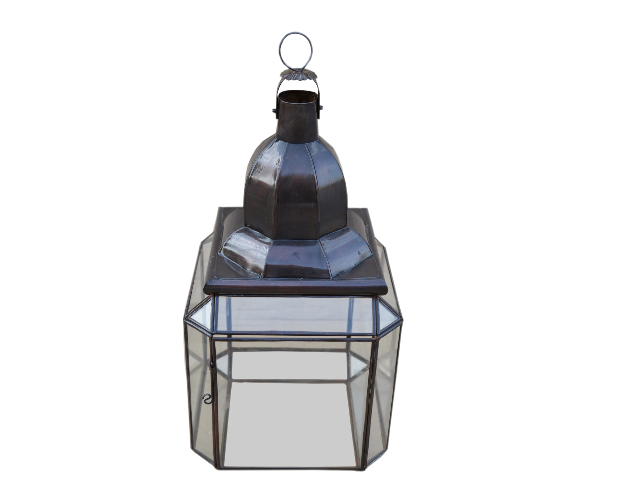 DSC_0255 Lanterne Lampe landeco 24x24x50 oxideret messing silver - Billede 1