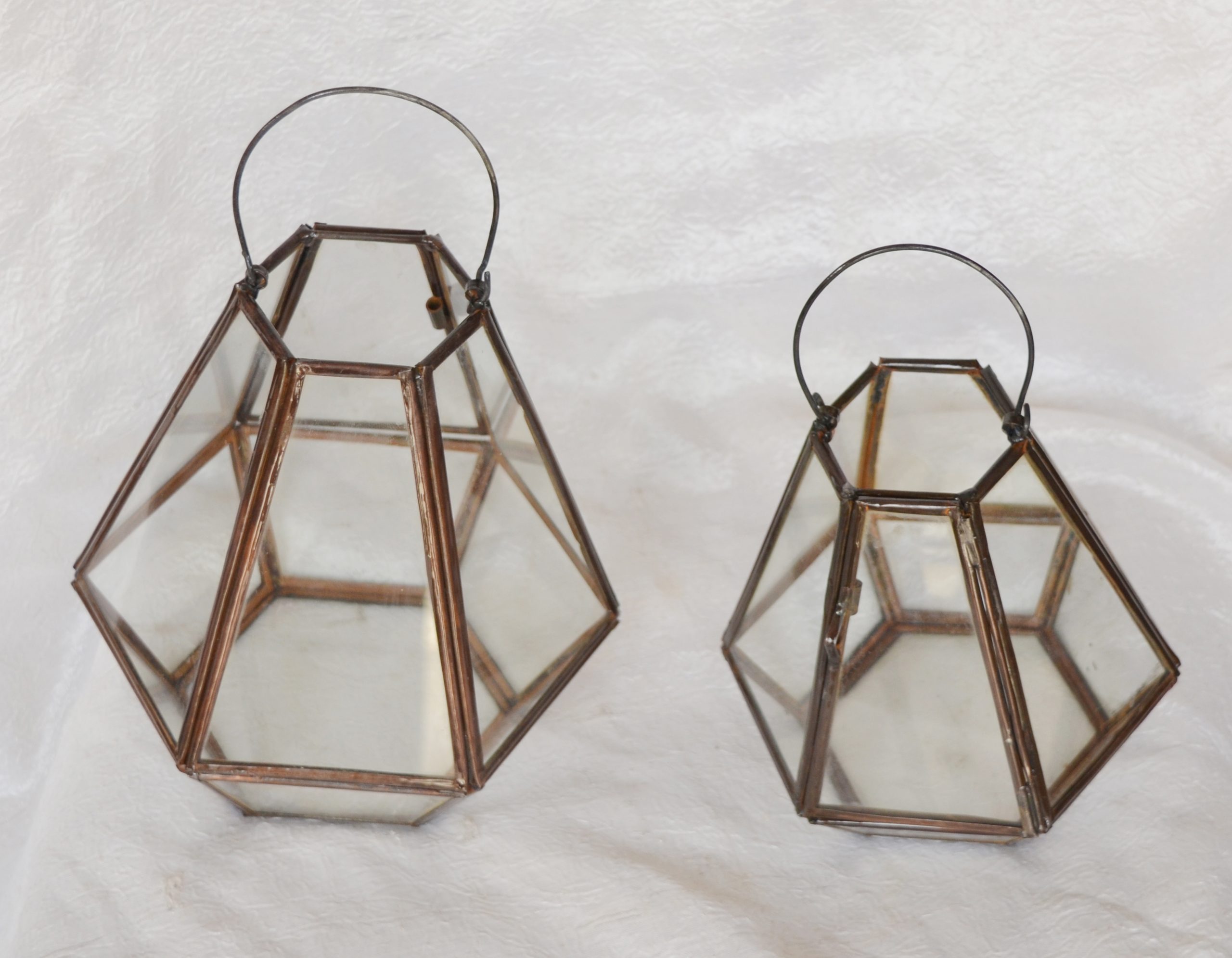 DSC_0285 Lanterne lampe lan-pyramid 16x25cm messing - Billede 1