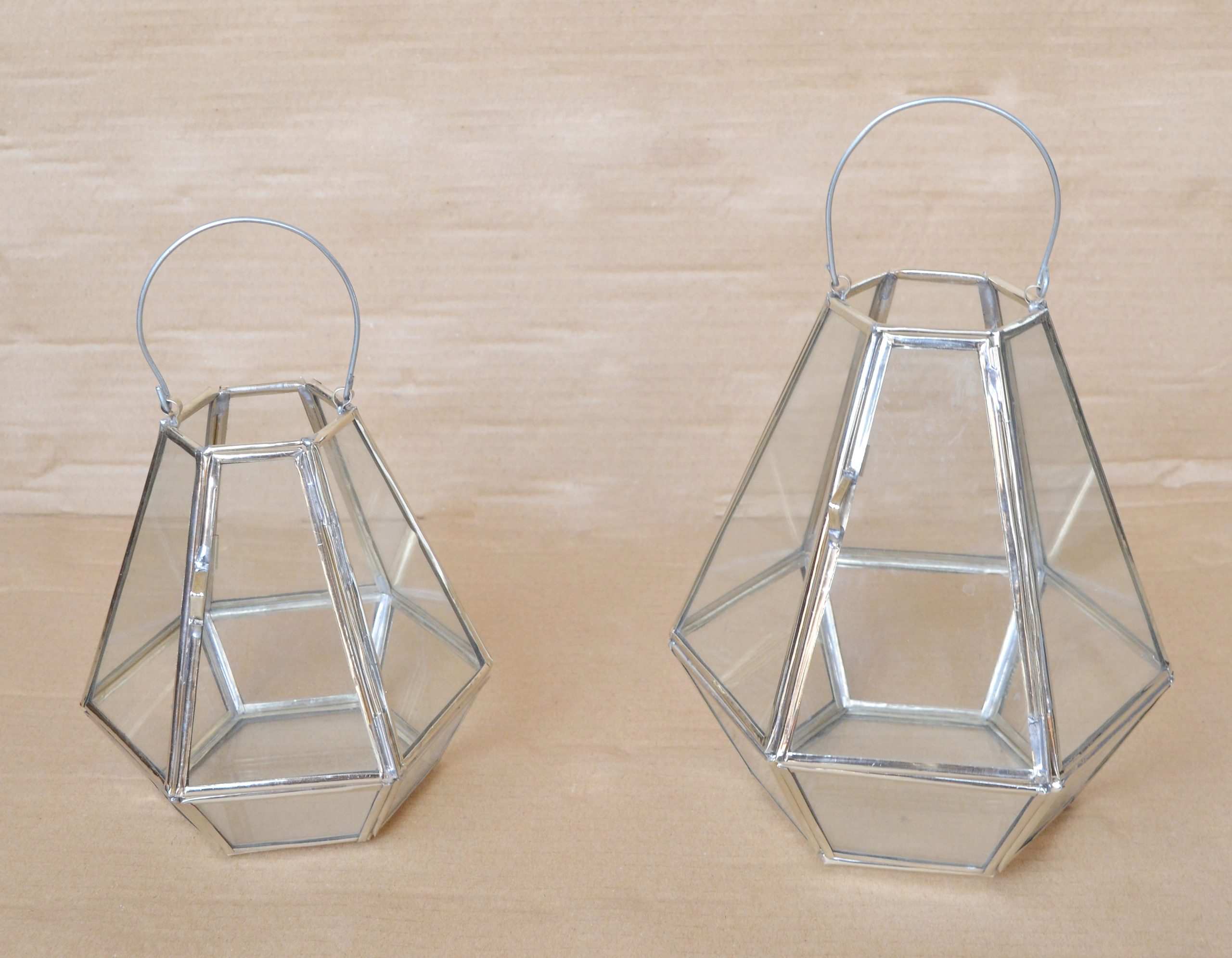 DSC_0288 Lanterne lampe lan-pyramid 16x25cm silver - Billede 1